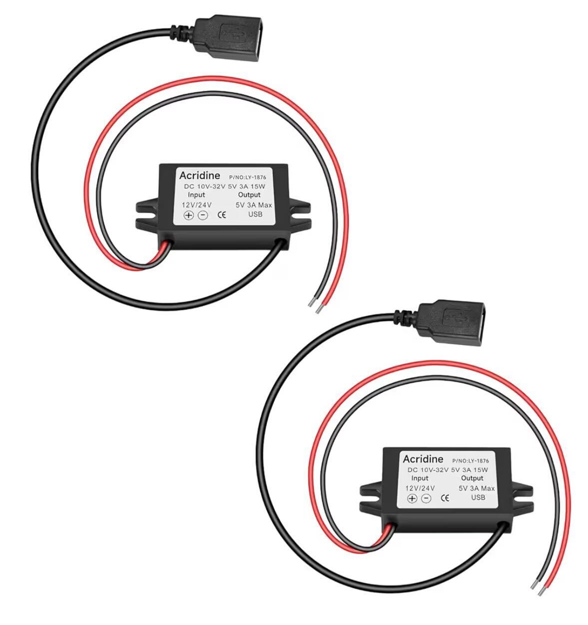 12V to 5V converters and USB cables