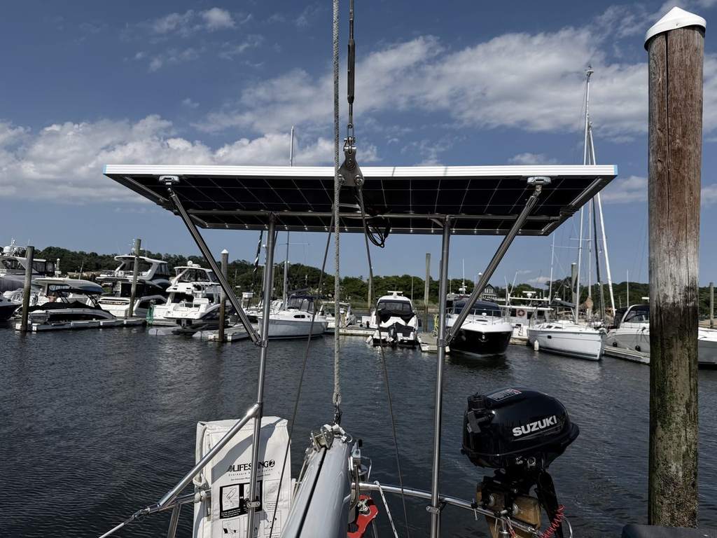 Queen of Hearts with a new stern solar arch and panel