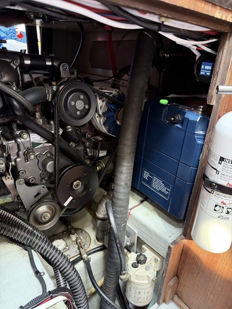 Epoch 460Ah lithium house battery installed beside the engine