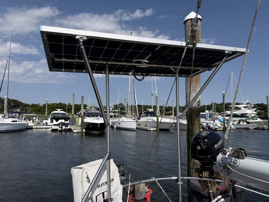 Underside of the solar panel mounted on the stainless arch